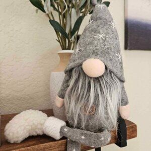 15" Grey Dangle Leg Shelf Gnome